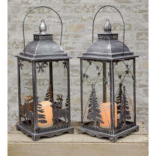 '+Antiqued Christmas Timer Lantern, Asst.